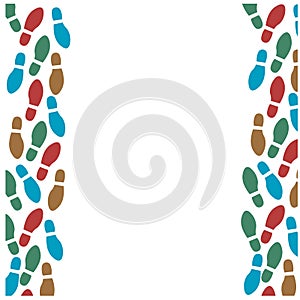 Foot prints vector set colorful frame