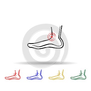 Foot problems, pain multi color icon. Simple thin line, outline vector of plastic, surgery, epilation icons for ui and ux, website