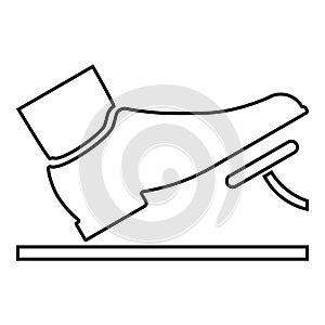 Foot pushing the pedal gas pedal brake pedal auto service concept icon black color illustration outline