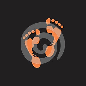 Foot step print in mud symbol logo vector