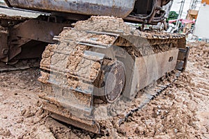 Foot of tractor at construction plant
