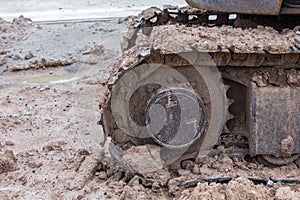 Foot of tractor at construction plant