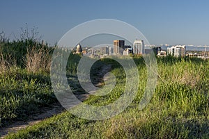 Foot trail and Boise Idaho skyline