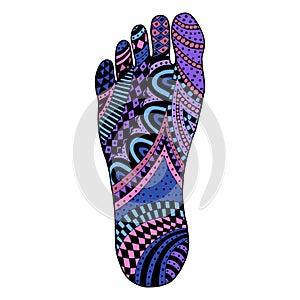 Foot vector. Leg zen tangle, zen doodle, zenart, zentangle and zendoodle. Step coloring book.