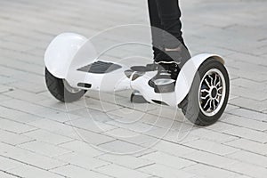Foot on a white segway