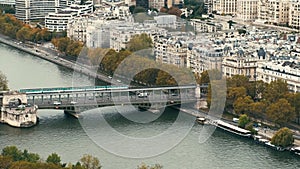 Footage above Paris during autumn time, View From Eiffel Tower