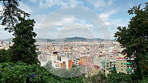 Footage of Barcelona city from the park