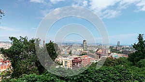 Footage of Barcelona city from the park