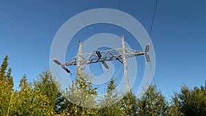 Footage of electrical power transmission towers