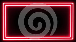 Footage. The frame. The double border appears on a black background and disappears. It is made in a neon bright red style.