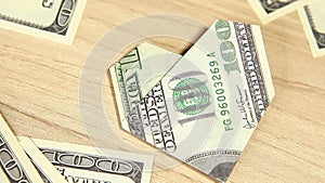 footage of money banknote hand wooden desk background