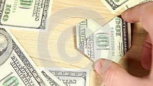 footage of money banknote hand wooden desk background