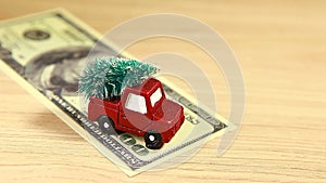 footage of new year truck toy money banknote table