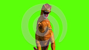 Footage of plastic dinosaur against green screen background