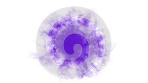 Footage. The purple smoke appears rotates and disappears on a white background.