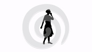 Footage silhouette of a girl with a phone