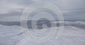 Footage of a snow storm in a Scottish mountain with high wind, snow and blizard conditions