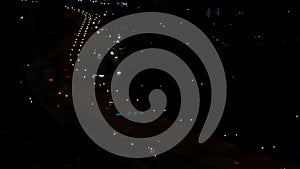 Footage stock video, night road, city night traffic, city scape background, birdâ€™s eye view, top view