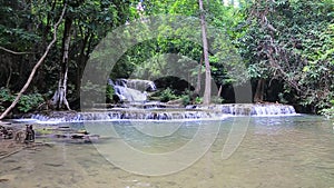 Footage tourist attractions Huai Mae Kamin waterfall,