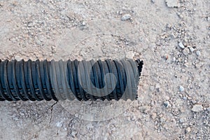 Corrugate drainage pipe constuction photo