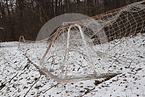 The footbal net ready for training. Now everyone can give a goal