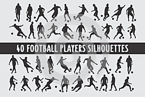 20 Footbal Players Silhouettes various design set photo