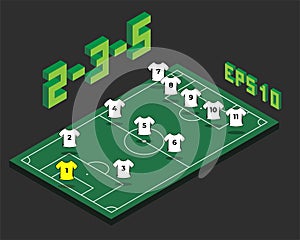 Football 2-3-5 formation with isometric field.