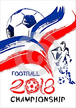 Football 2018 Vector illustration, sports background in the style of grunge for invitations, booklet, flyer, cards