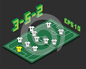 Football 3-5-2 formation with isometric field.