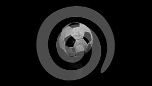 Football 3D animations of soccer ball on black background