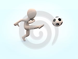 Football. 3D-man strikes ball. Soccer