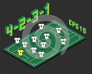 Football 4-2-3-1 formation with isometric field.