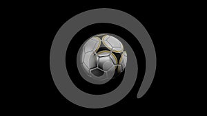 Football Animation of Soccer Ball with on Black Background with Reflectance on Black Background. Football ball