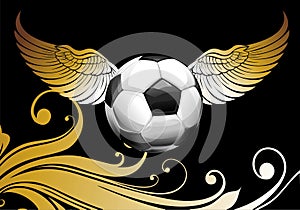 Football background with ball and wings