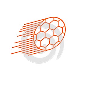 Football ball in the air. Line icon. Vector