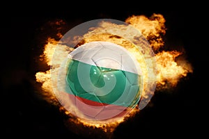 Football ball with the flag of bulgaria on fire