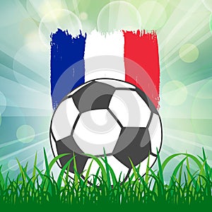 football ball icon on French flag background from brush strokes