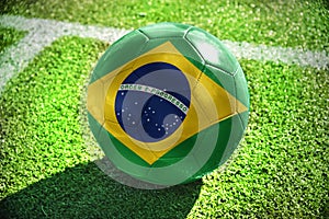 Football ball with the national flag of brazil