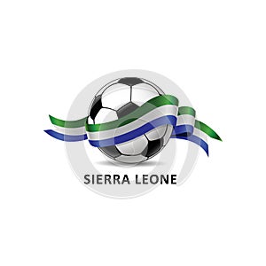 Football ball with SIERRA LEONE national flag colorful trail. photo