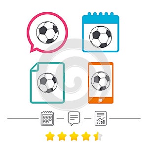 Football ball sign icon. Soccer Sport symbol.