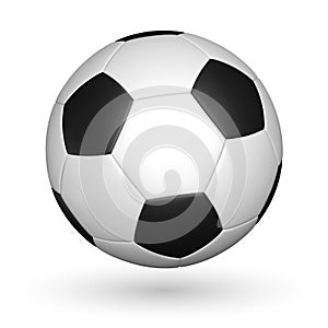 Football ball, soccer ball, mockup, with reflection on white background. Vector illustration