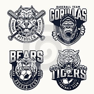 Football and baseball teams logos