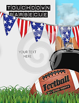 Football BBQ Barbeciue Party Invitation Announcement Flyer