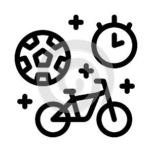 Football and bicycle sport time icon vector outline illustration