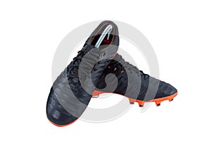 Football boots, sports shoes on white background with clipping path