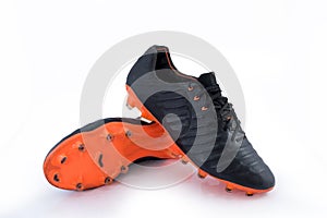 Football boots, sports shoes on white background with clipping path