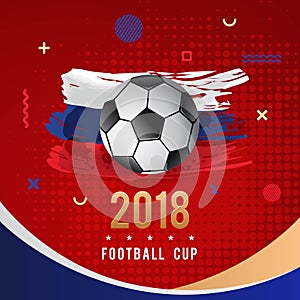 Football Championship 2018 with Ball & Russia Flag