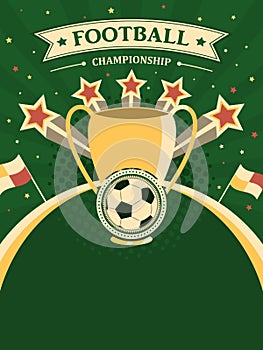 Football championship poster. Sport background in retro style