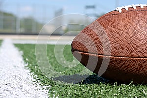 Football close up near the yard line