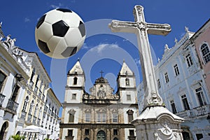 Football at Colonial Christian Cross in Pelourinho Salvador Bahia Brazil photo